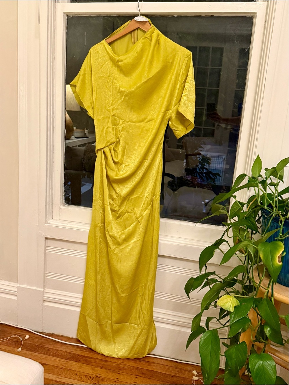 ASOS Lime-Yellow Draped Maxi Dress